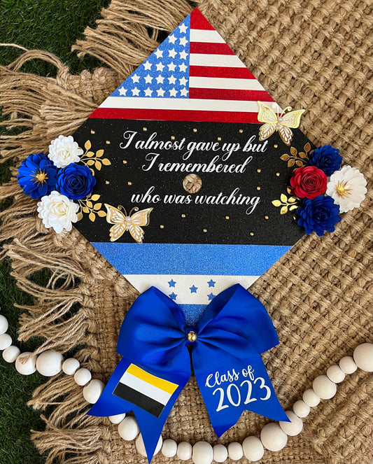 Grad Cap Topper 2 Country flags & Flowers