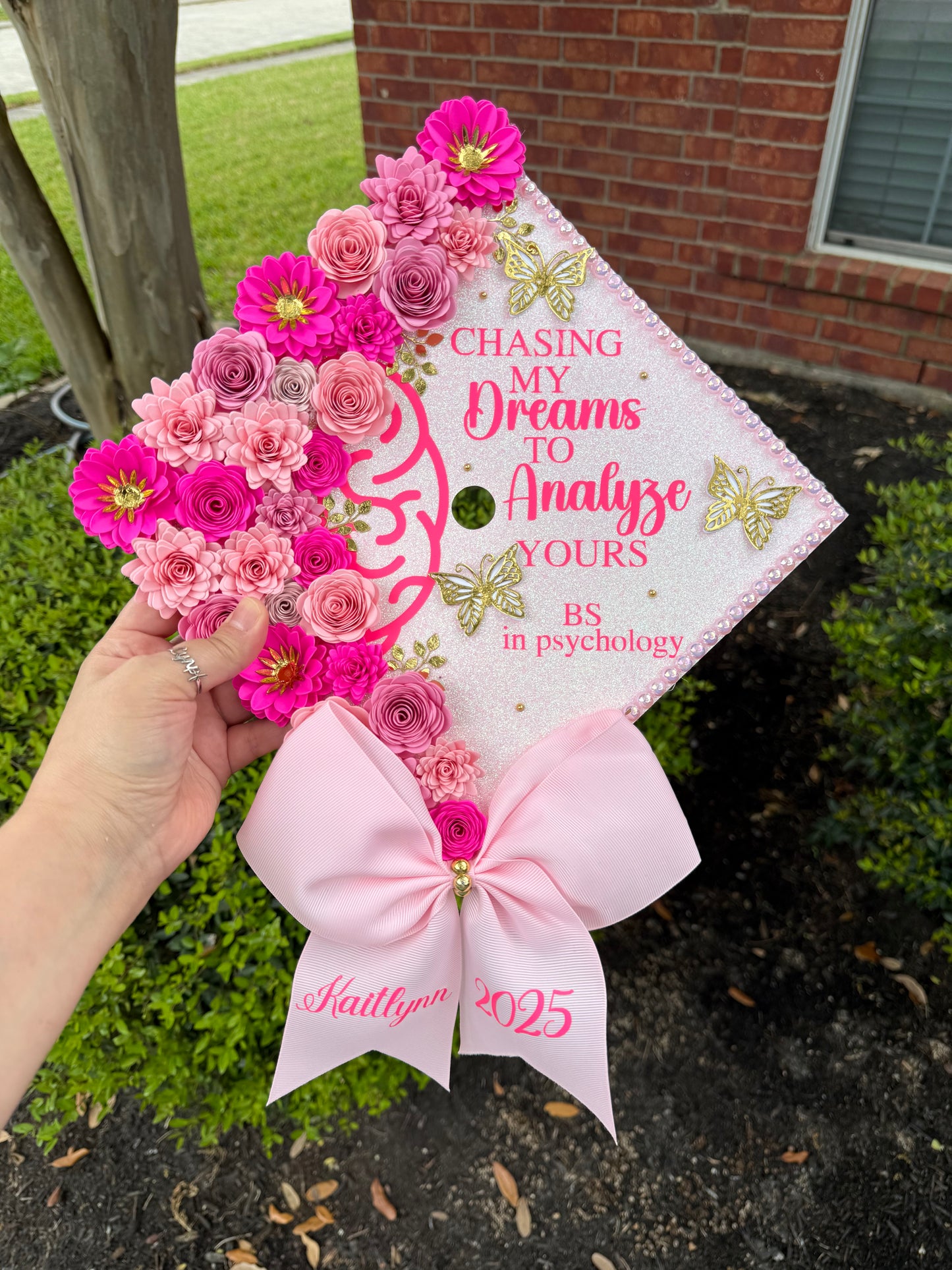 Grad Cap Topper/Half quote & Flowers