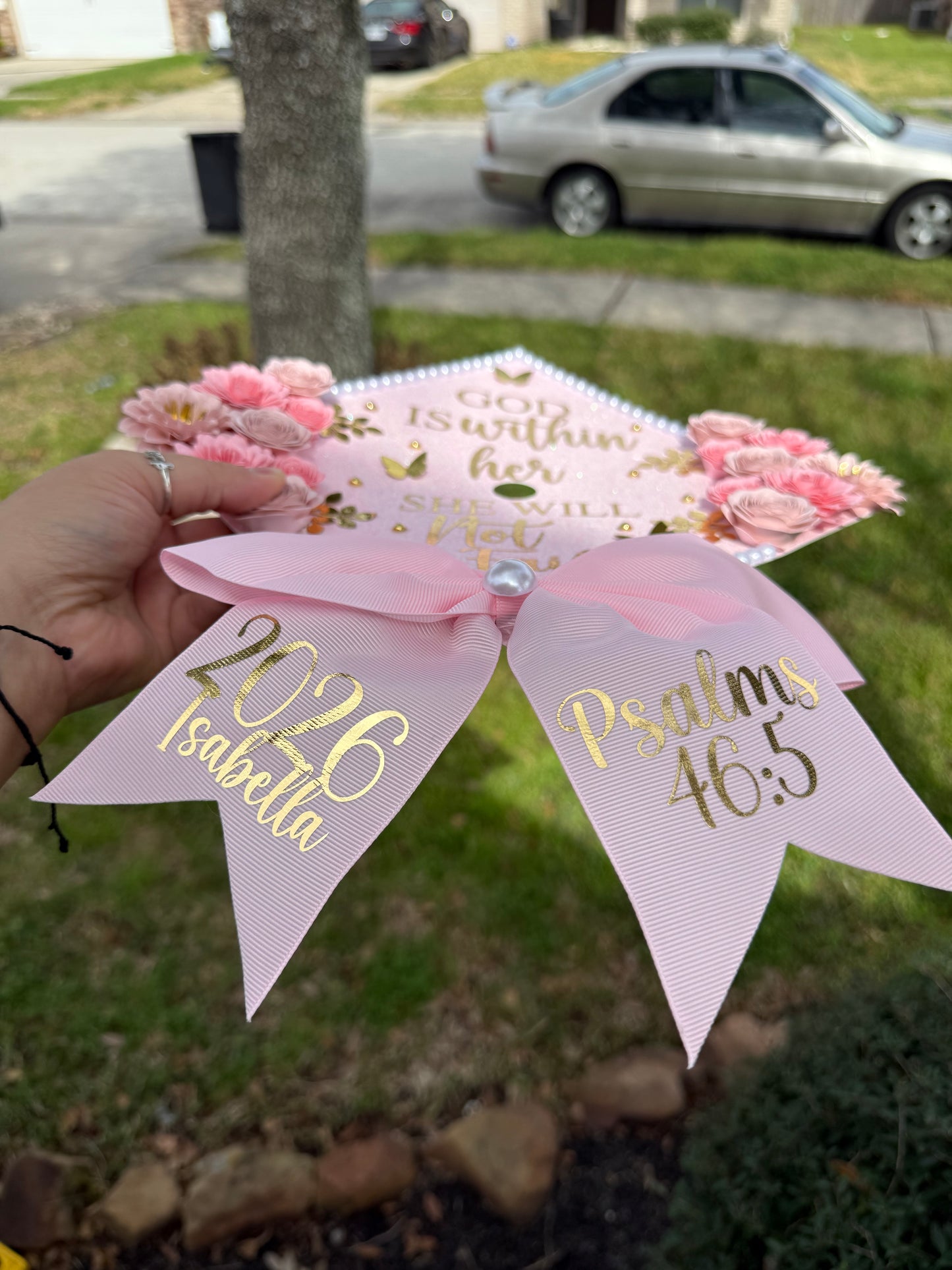 Grad cap topper & Grad Lei Bundle Coquette theme