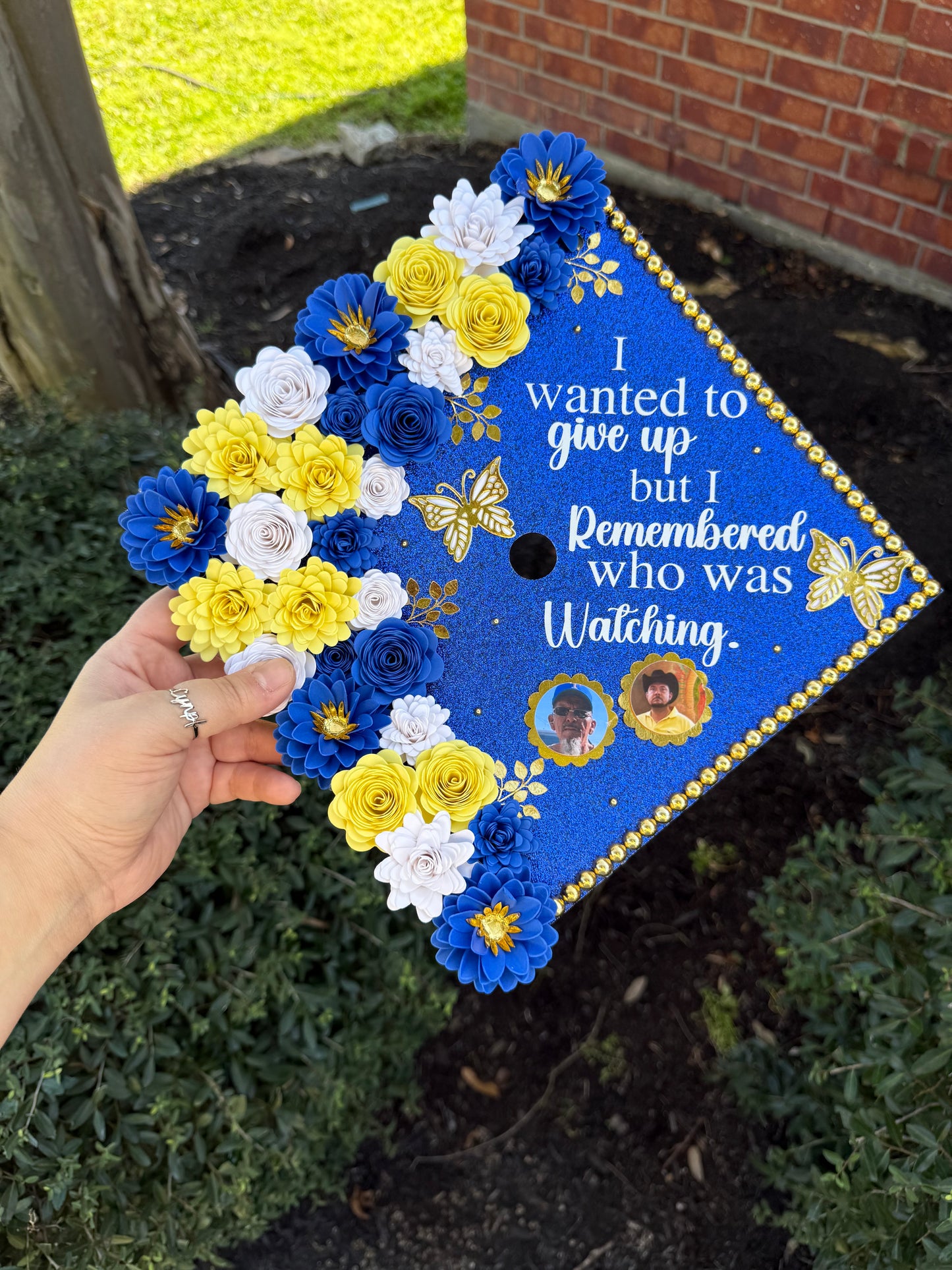 Grad Cap Topper/Half quote & Flowers