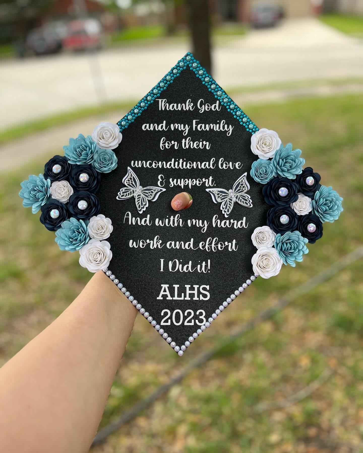 Grad Cap Topper Side Flowers