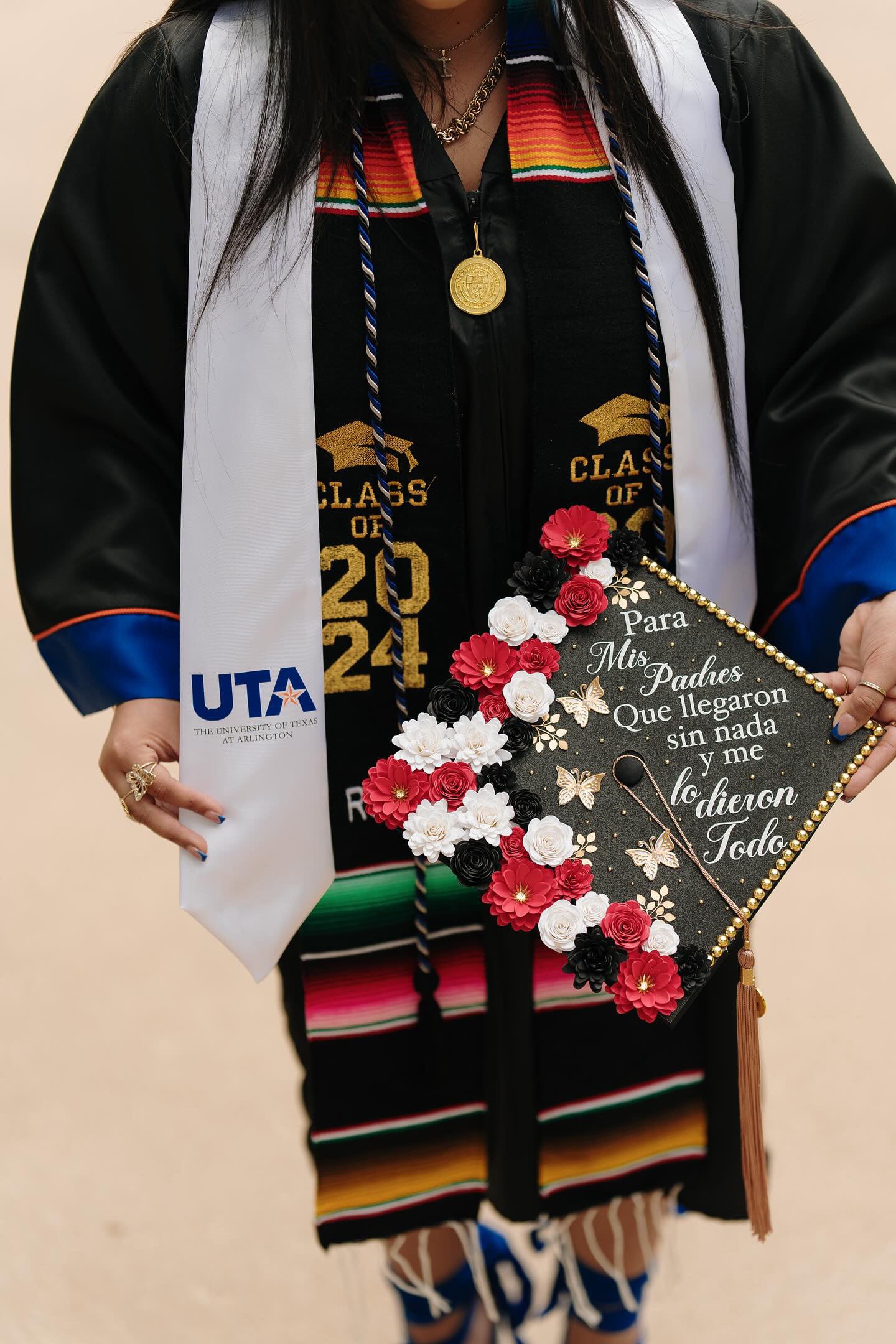 Grad Cap Topper/Half quote & Flowers