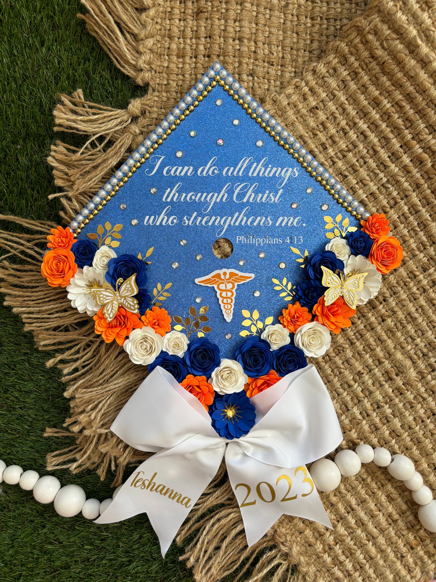 Grad Cap Topper Bottom Flowers