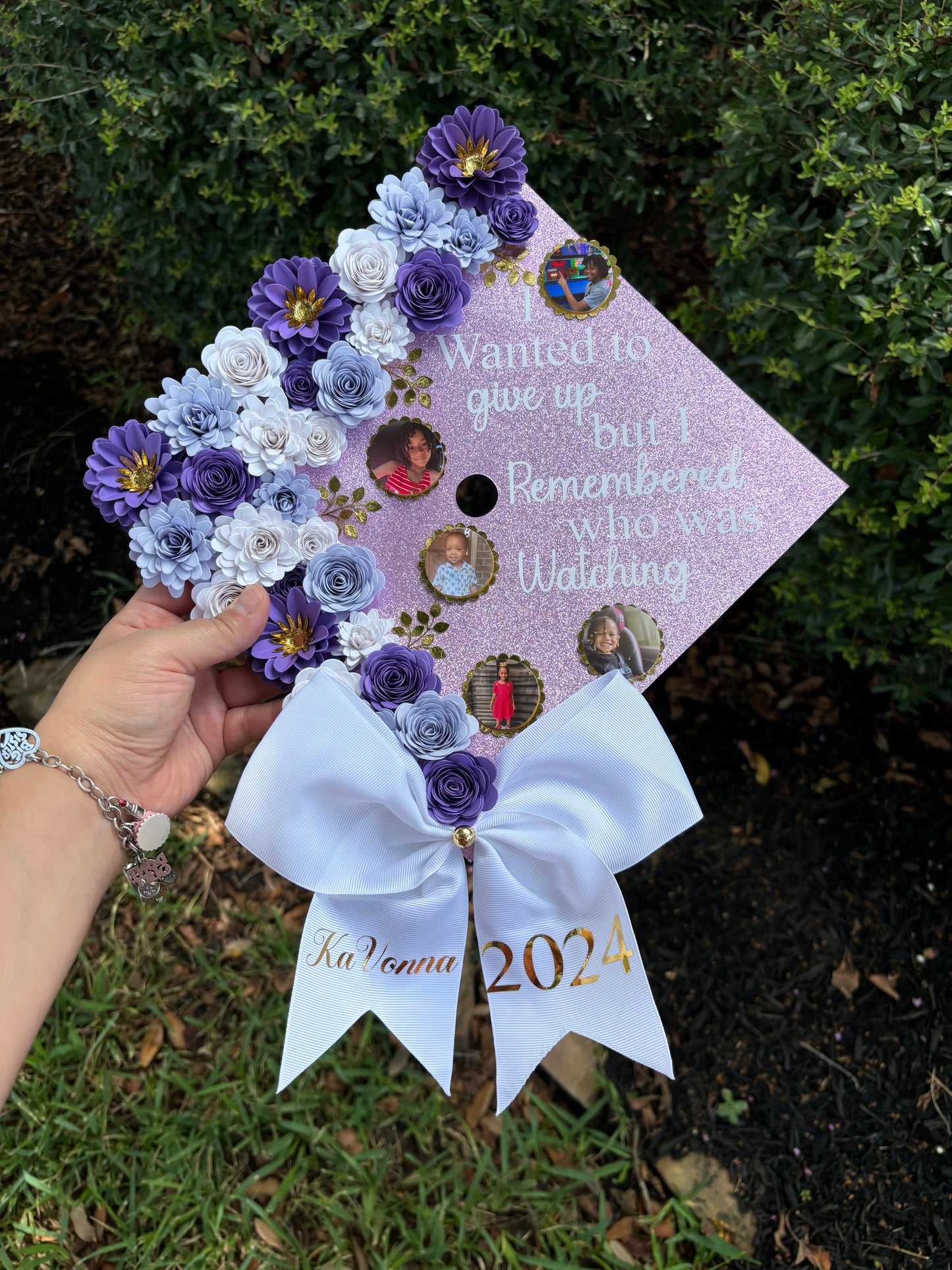 Grad Cap Topper/Half quote & Flowers