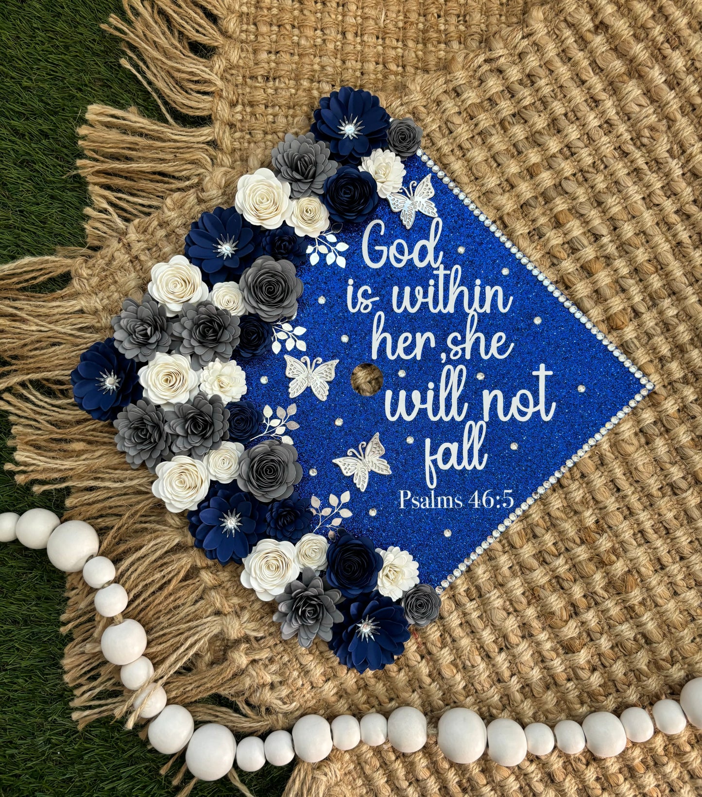 Grad Cap Topper/Half quote & Flowers