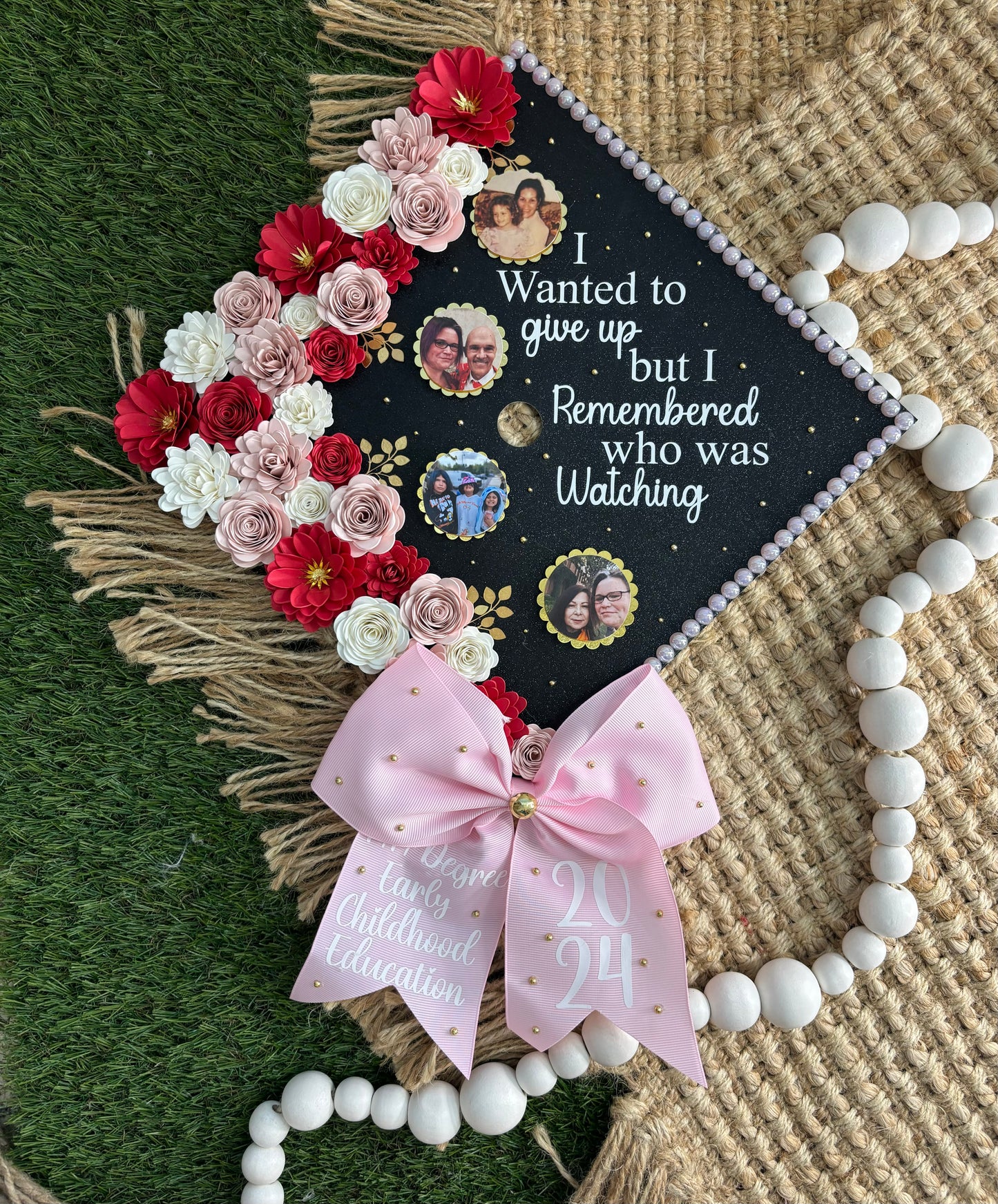 Grad Cap Topper/Half quote & Flowers