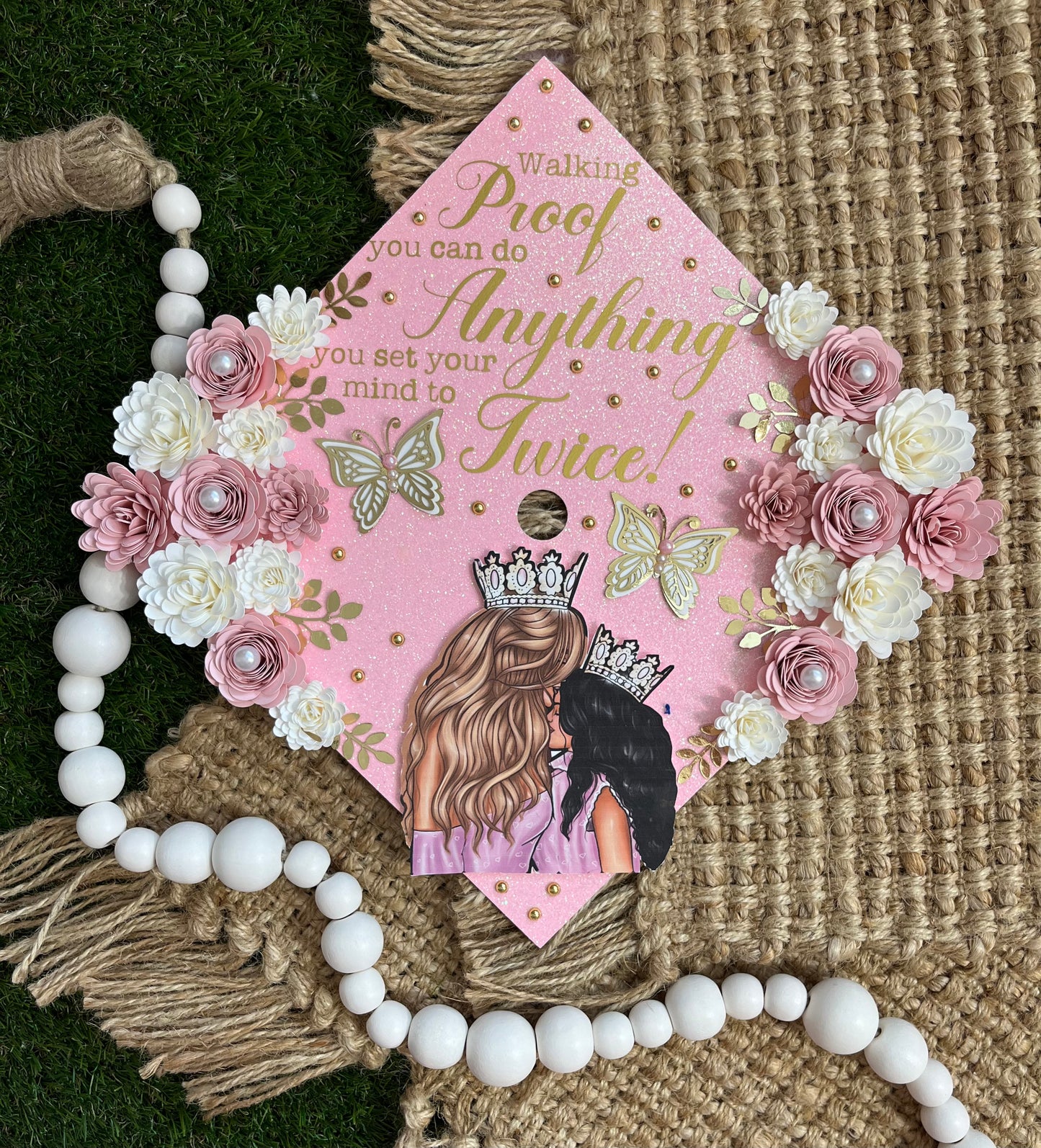 Grad Cap Topper Side Flowers