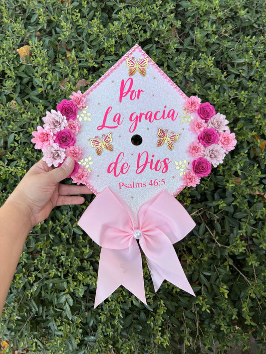 Grad Cap Topper Side Flowers