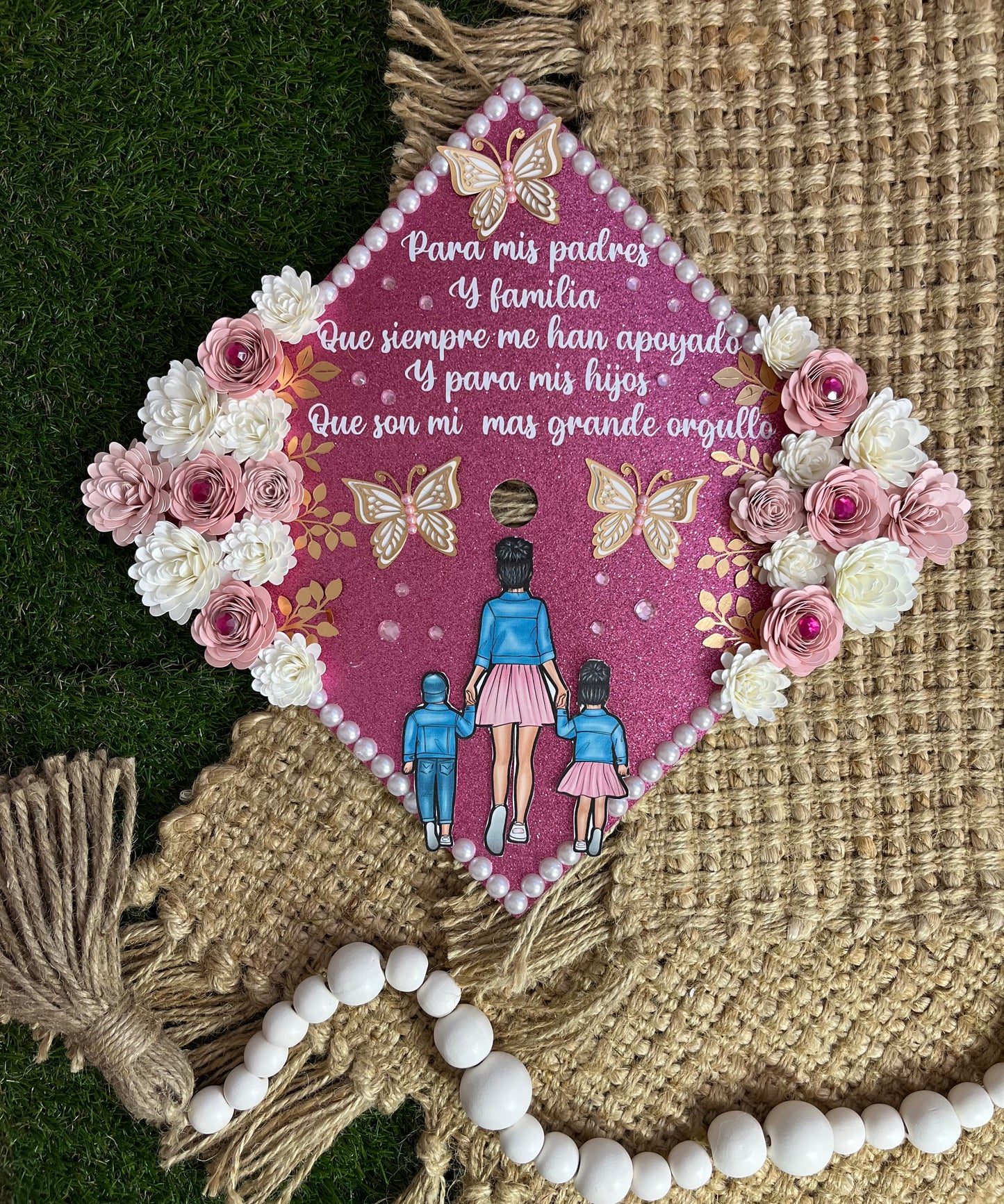 Grad Cap Topper Side Flowers