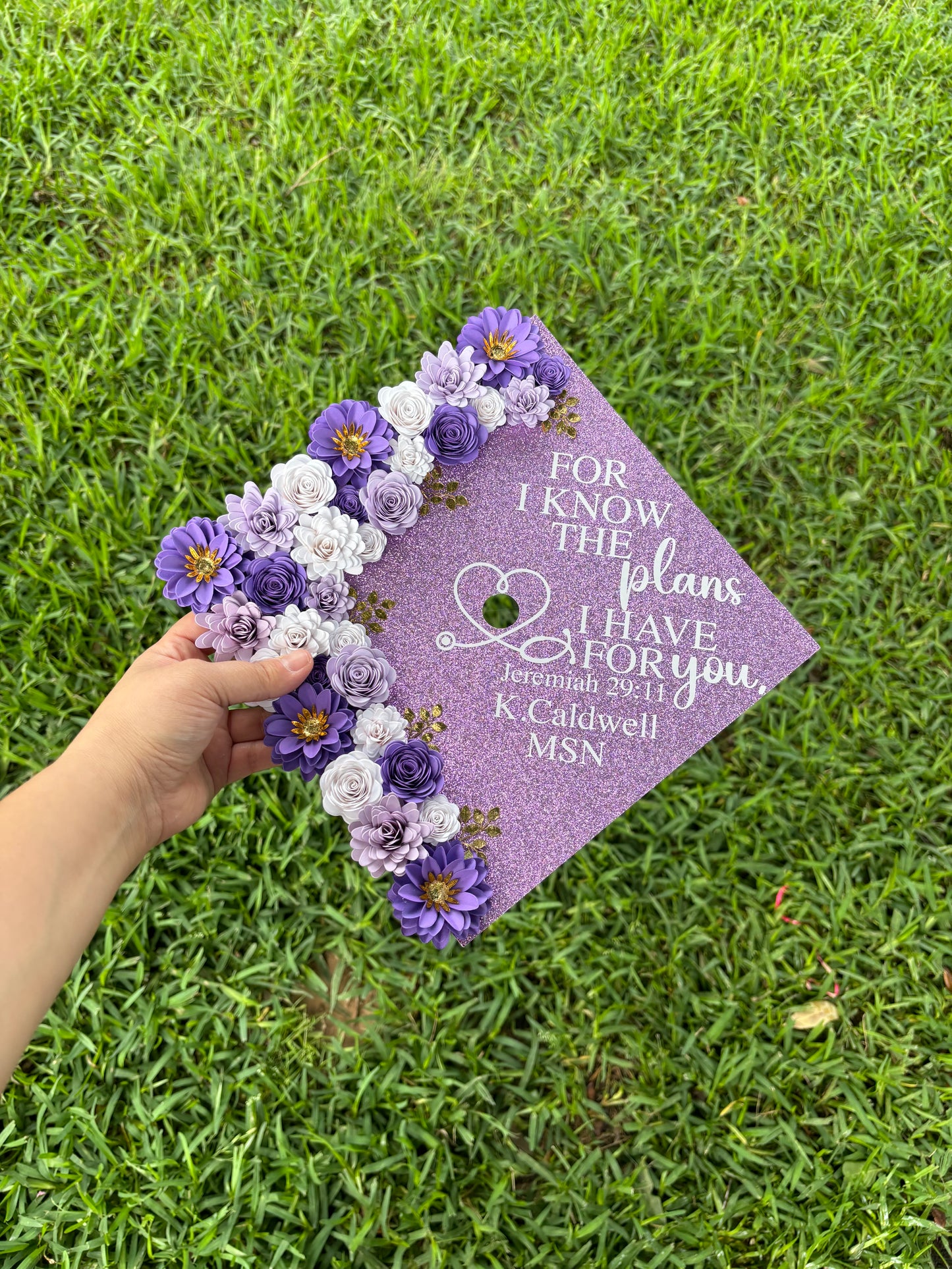 Grad Cap Topper/Half quote & Flowers