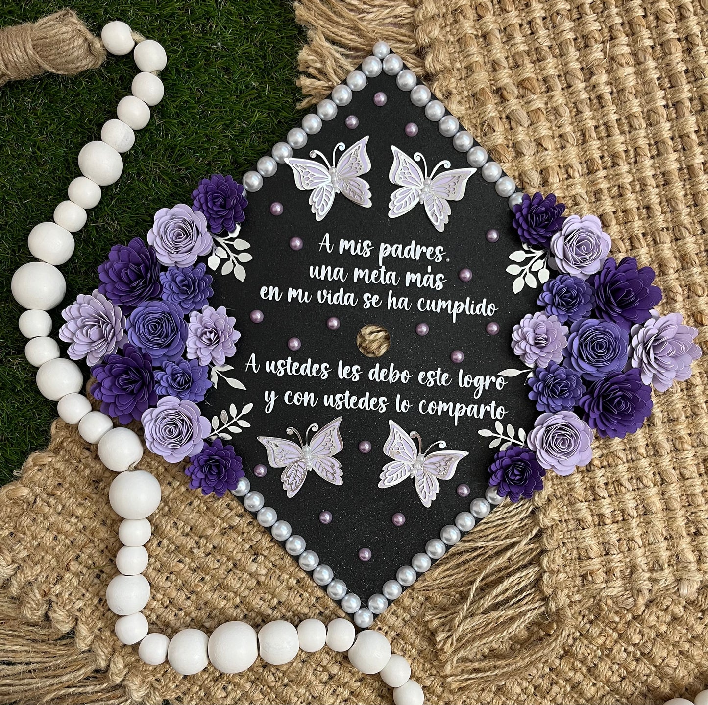 Grad Cap Topper Side Flowers