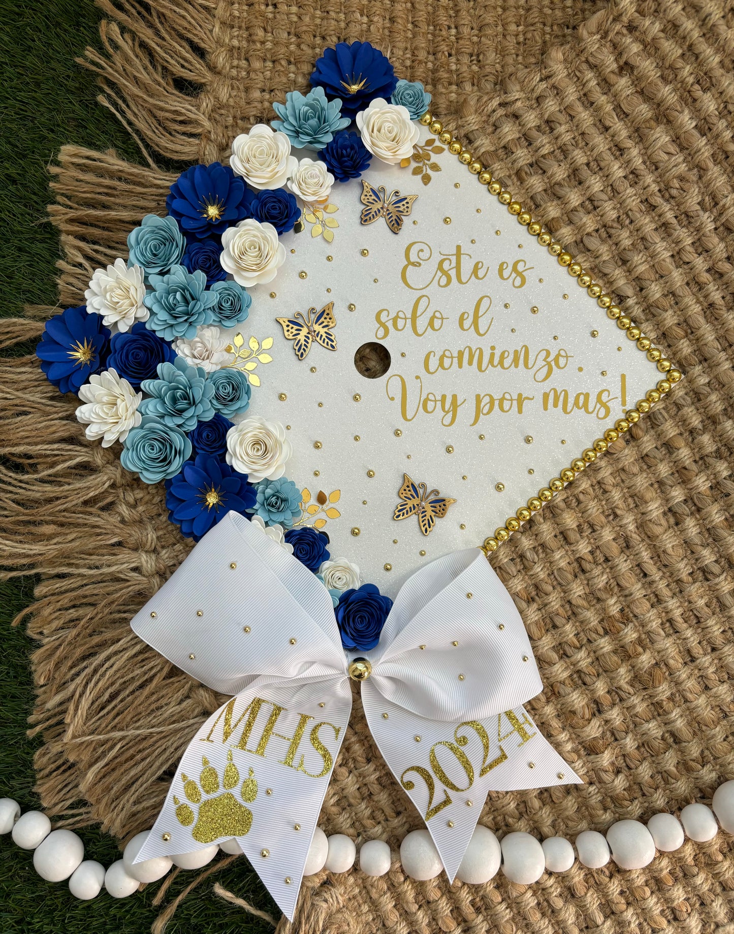 Grad Cap Topper/Half quote & Flowers