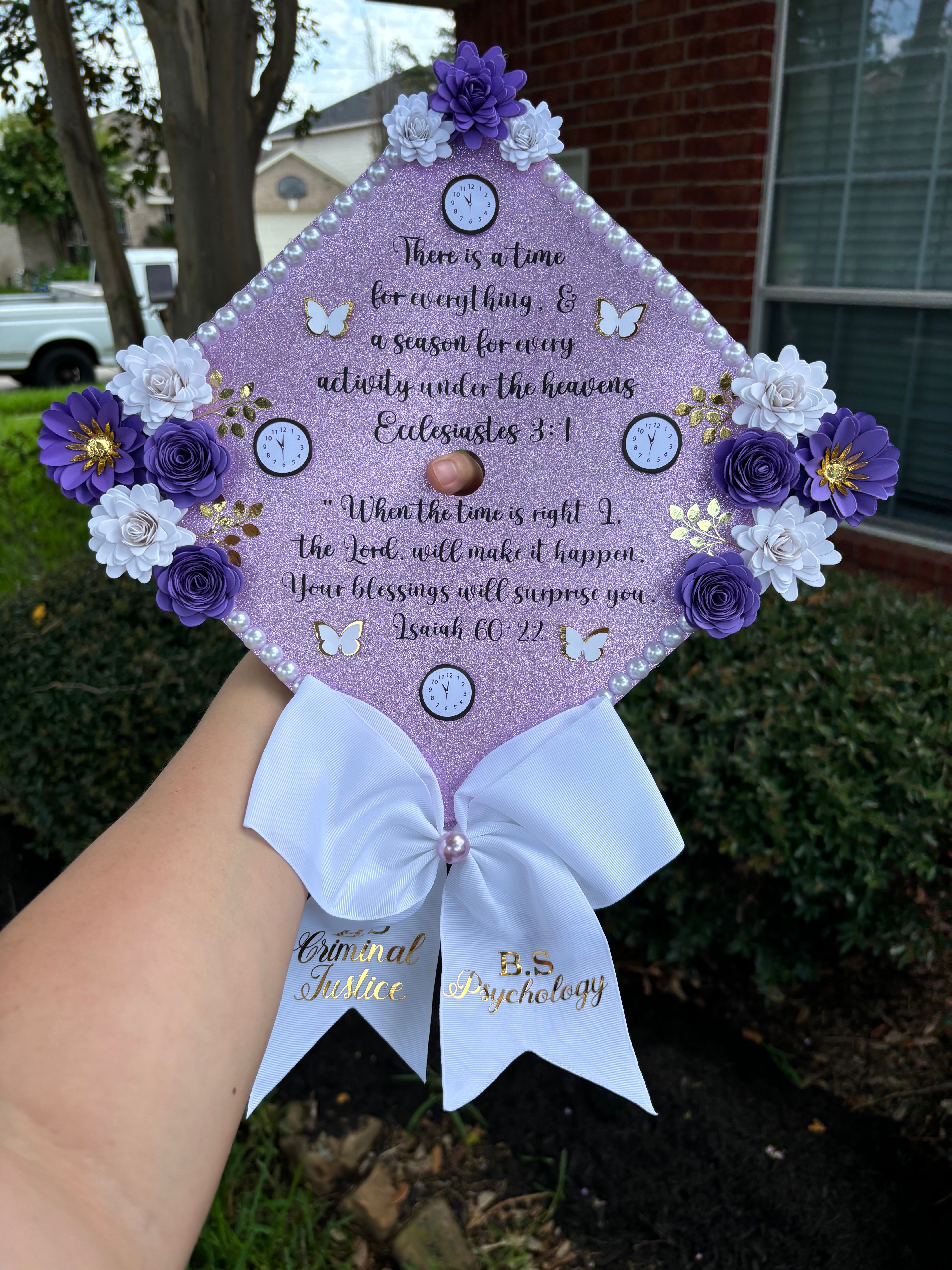 And Her Story Continues Cap Topper Decoration- with flowers, border outlet and bow