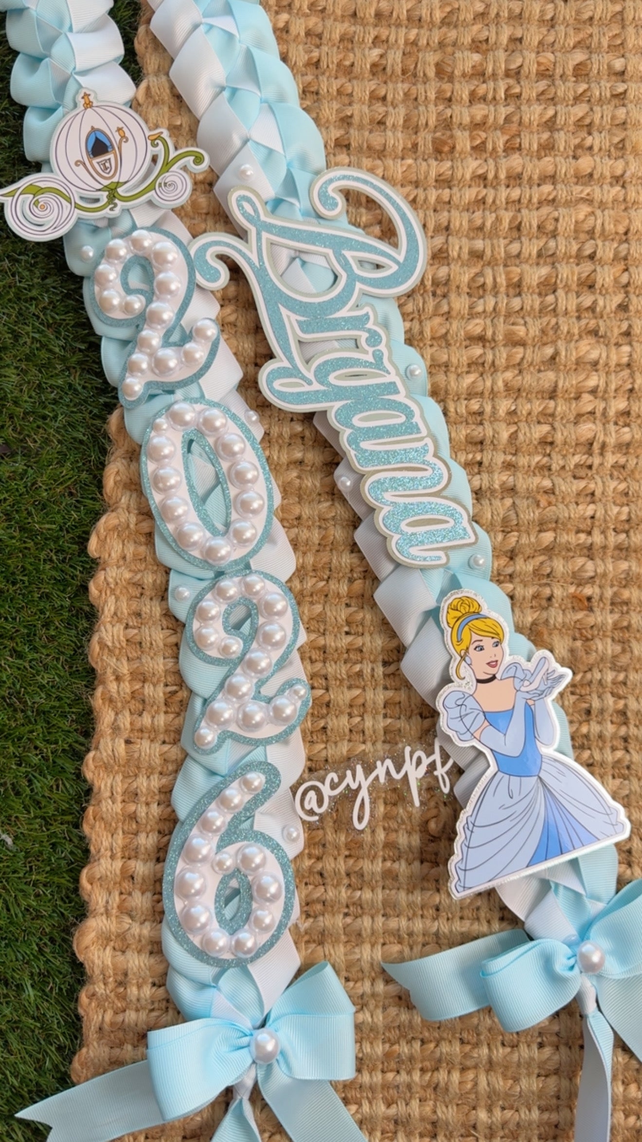 Custom Graduation Lei Coquette Pearls #s (CURSIVE NAME)