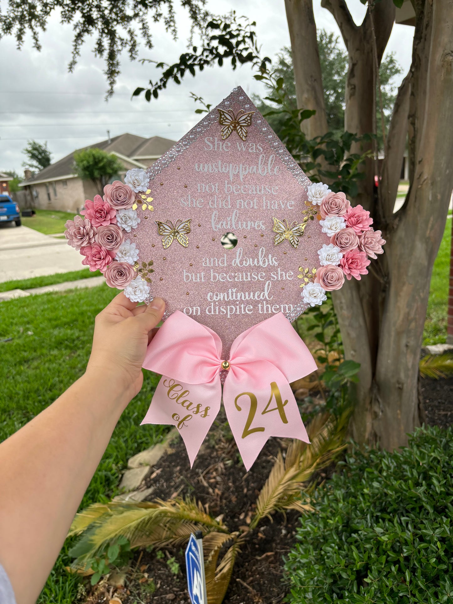 Grad Cap Topper Side Flowers