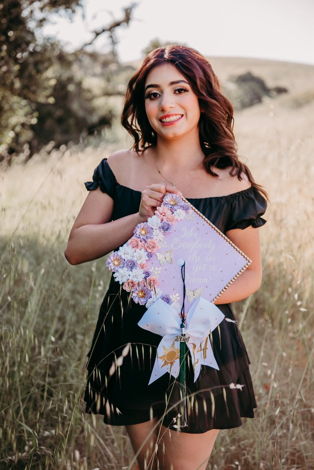 Grad Cap Topper/Half quote & Flowers