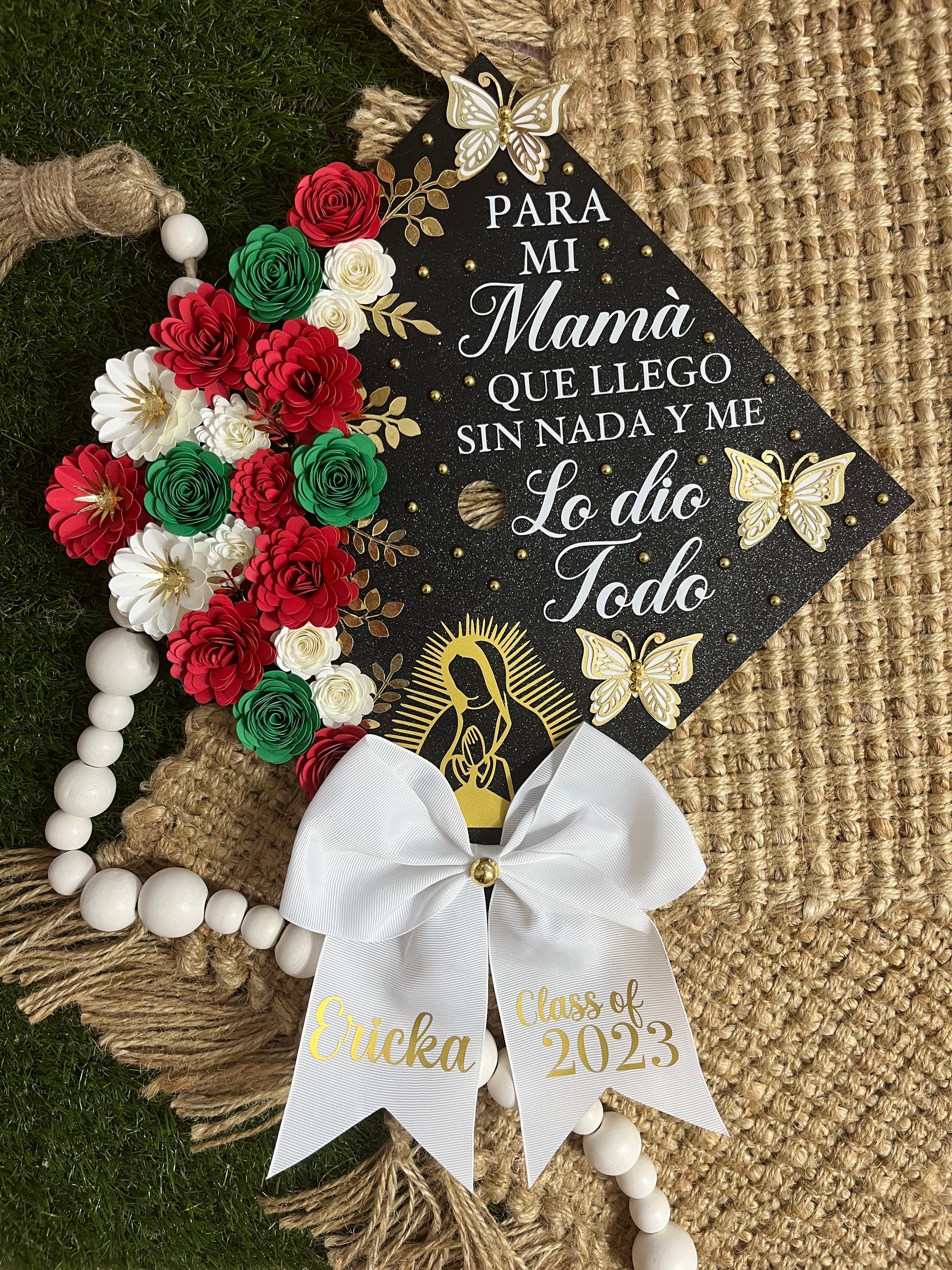 Custom Grad cap topper – Cynthia's paper flowers