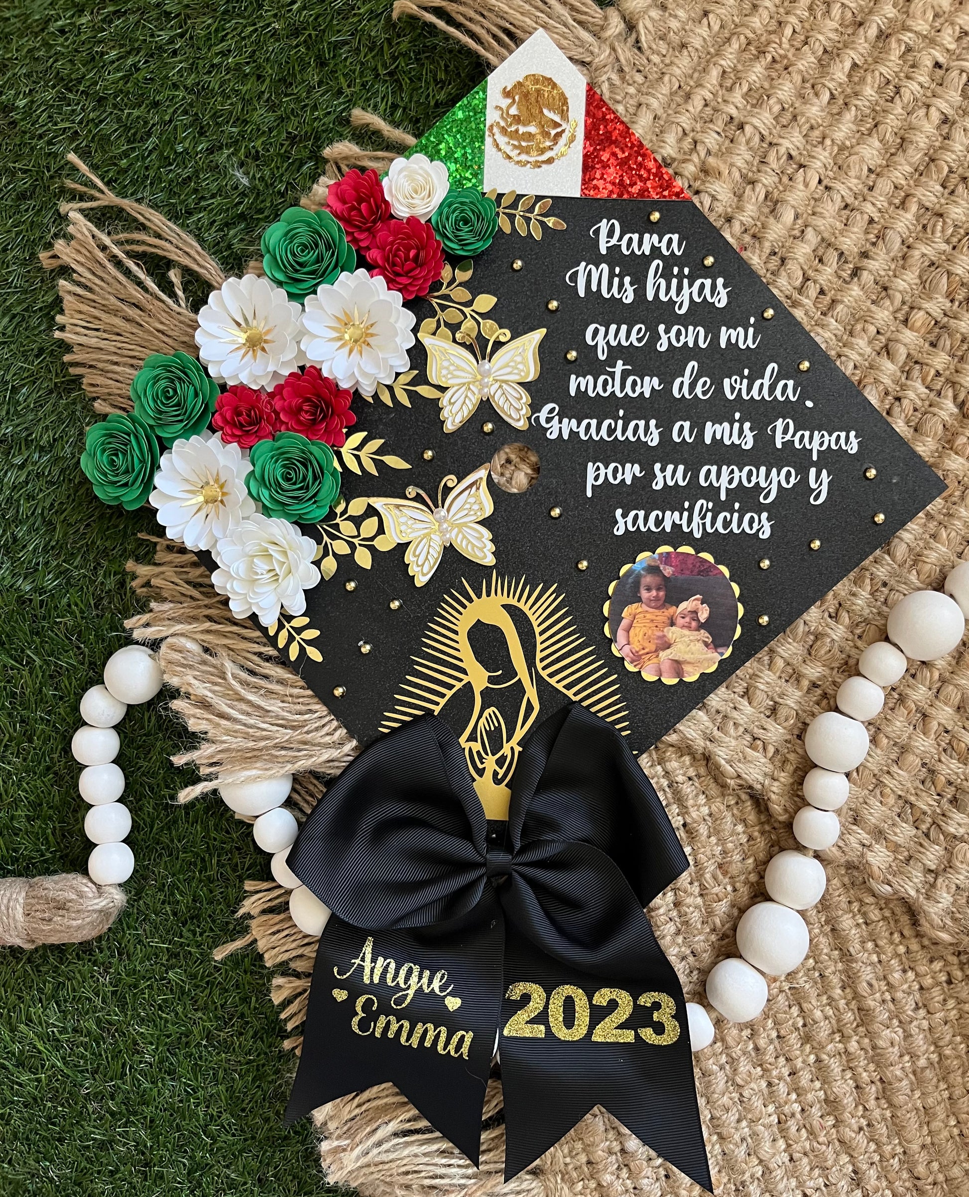 Personalized 12 Pieces Floral Graduation Cap Personalized Mini 