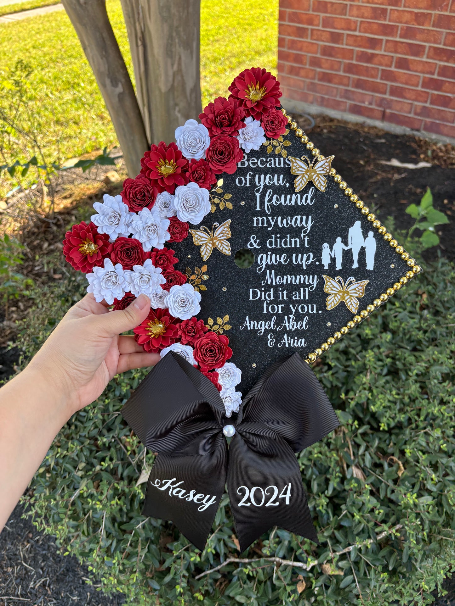 Grad Cap Topper/Half quote & Flowers