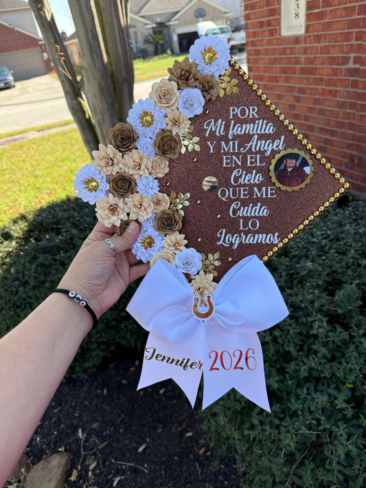 Grad Cap Topper/Half quote & Flowers
