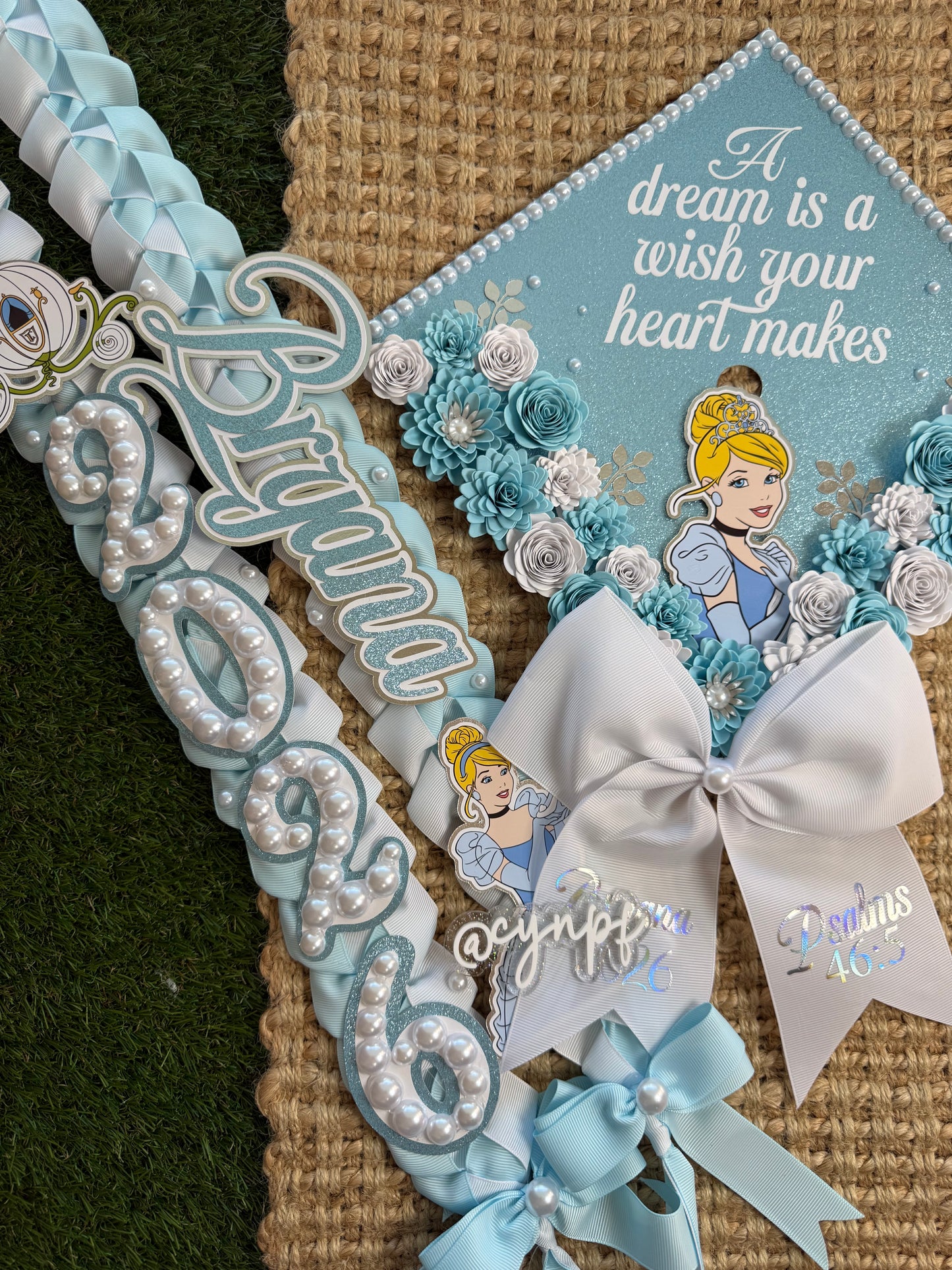 Grad cap topper & Grad Lei Bundle Coquette theme