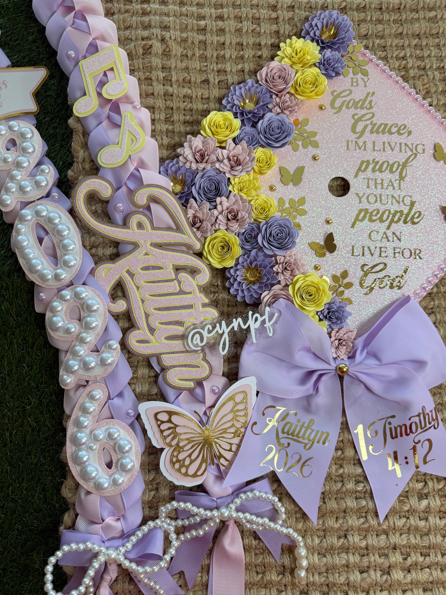 Grad cap topper & Grad Lei Bundle Coquette theme