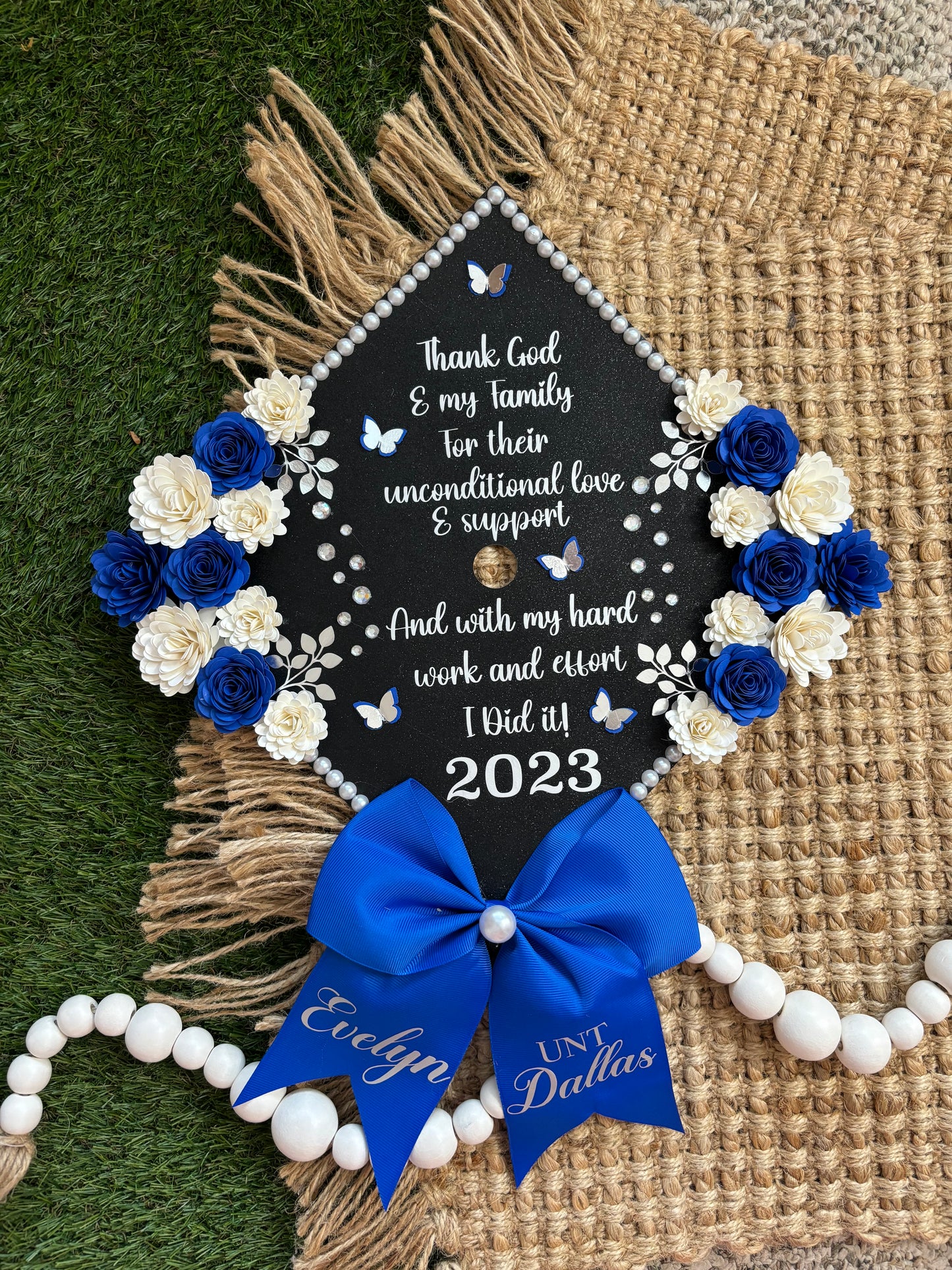 Grad Cap Topper Side Flowers