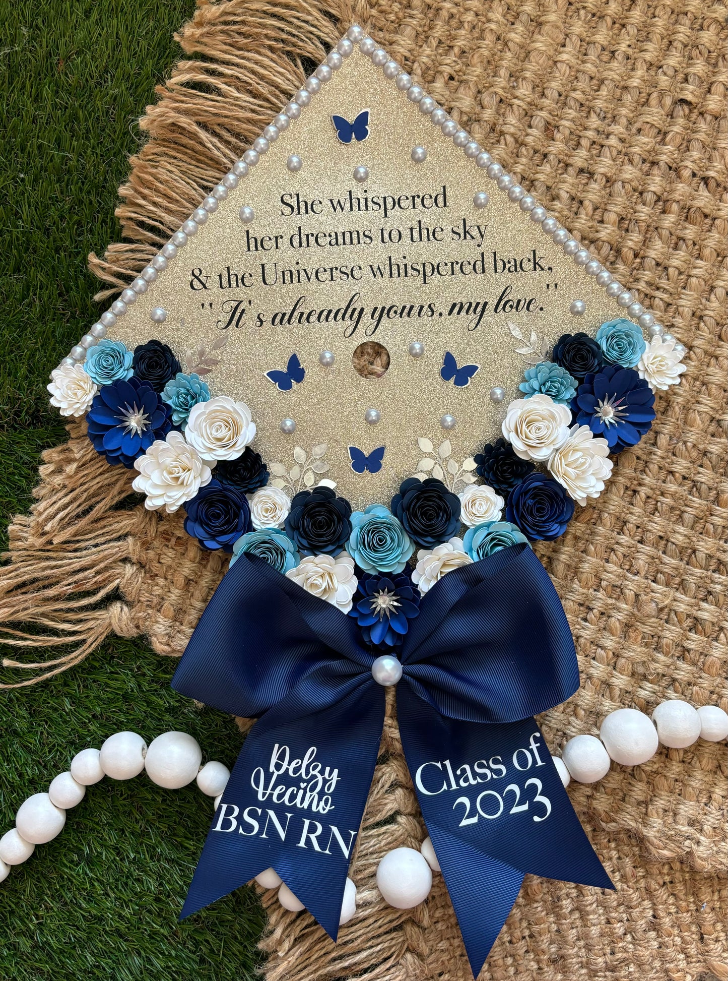 Grad Cap Topper Bottom Flowers