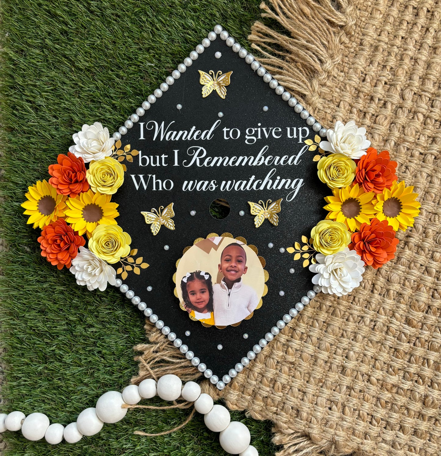 Grad Cap Topper Side Flowers