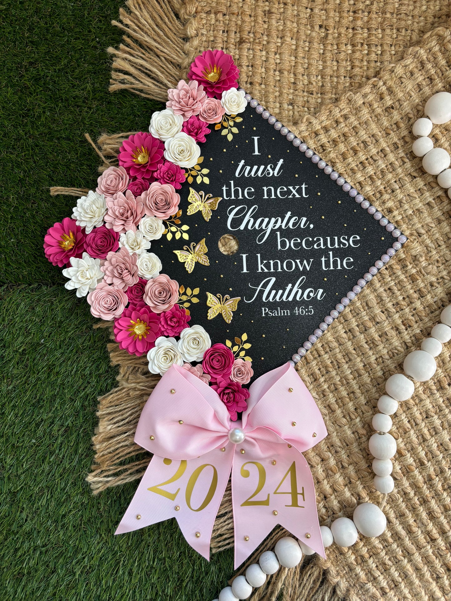 Grad Cap Topper/Half quote & Flowers