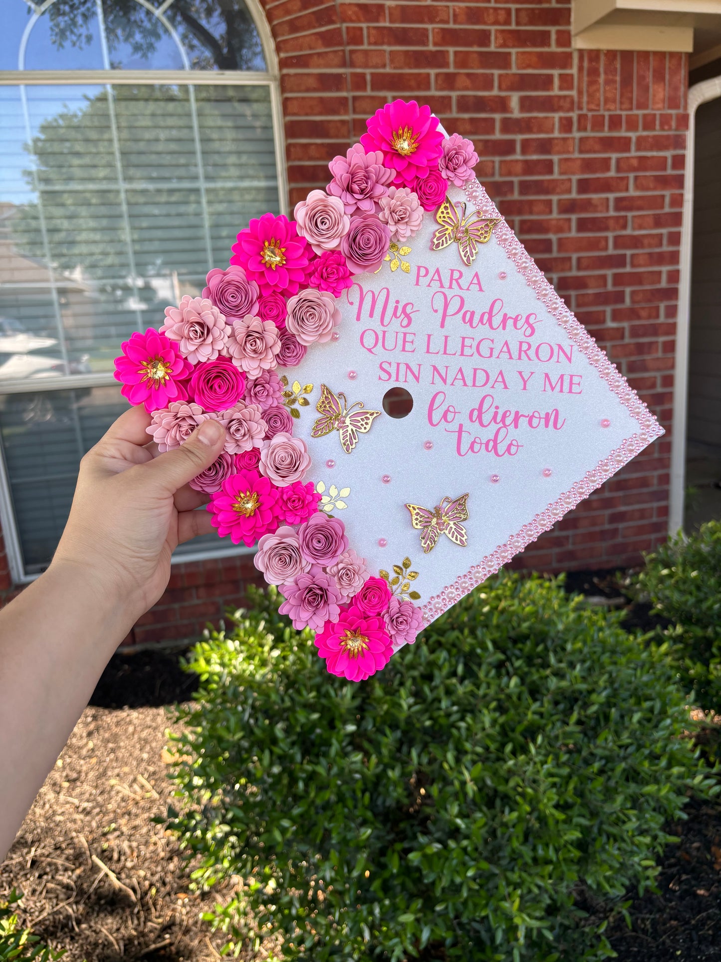 Grad Cap Topper/Half quote & Flowers