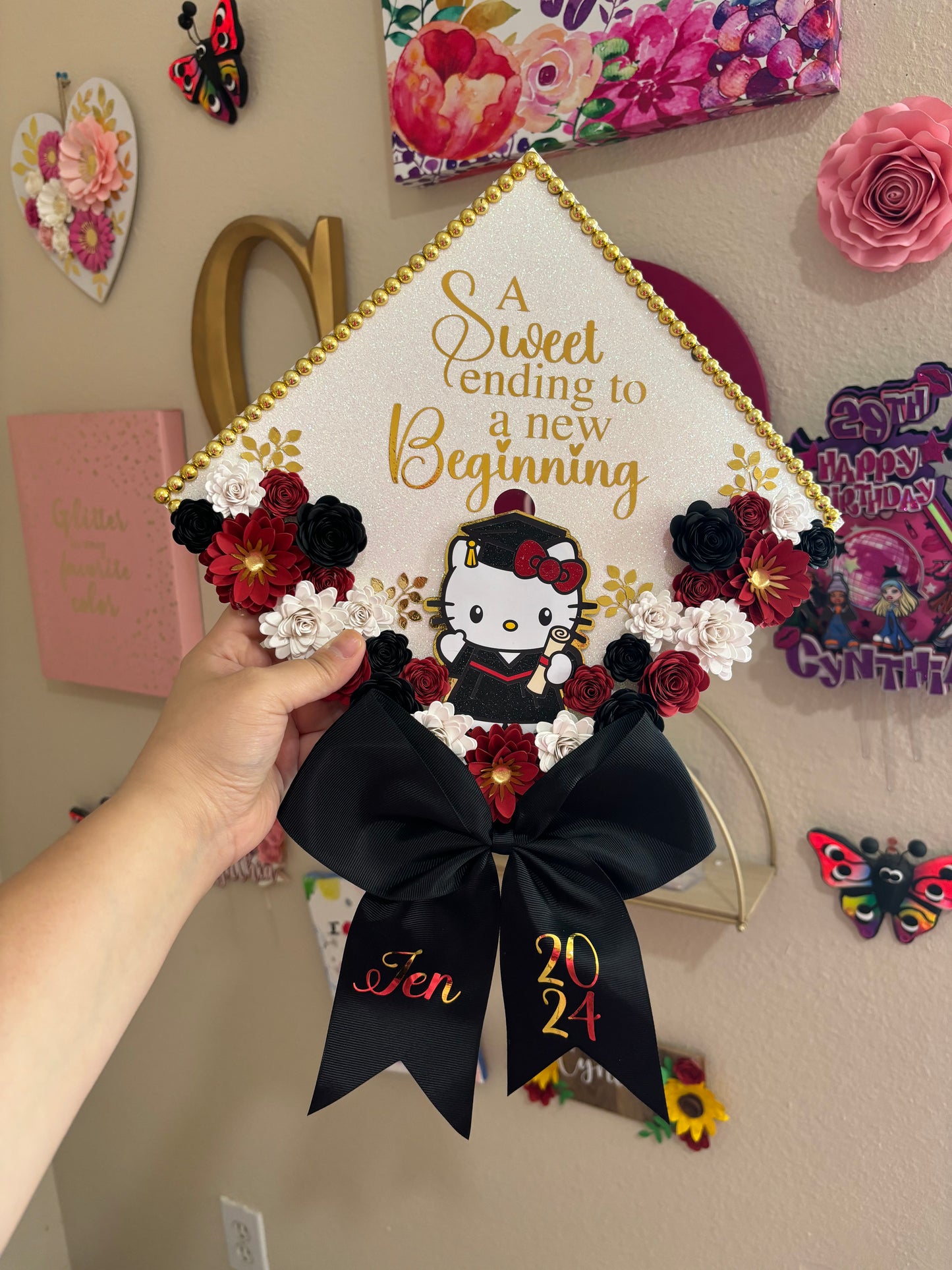 Kitty Grad Cap Topper