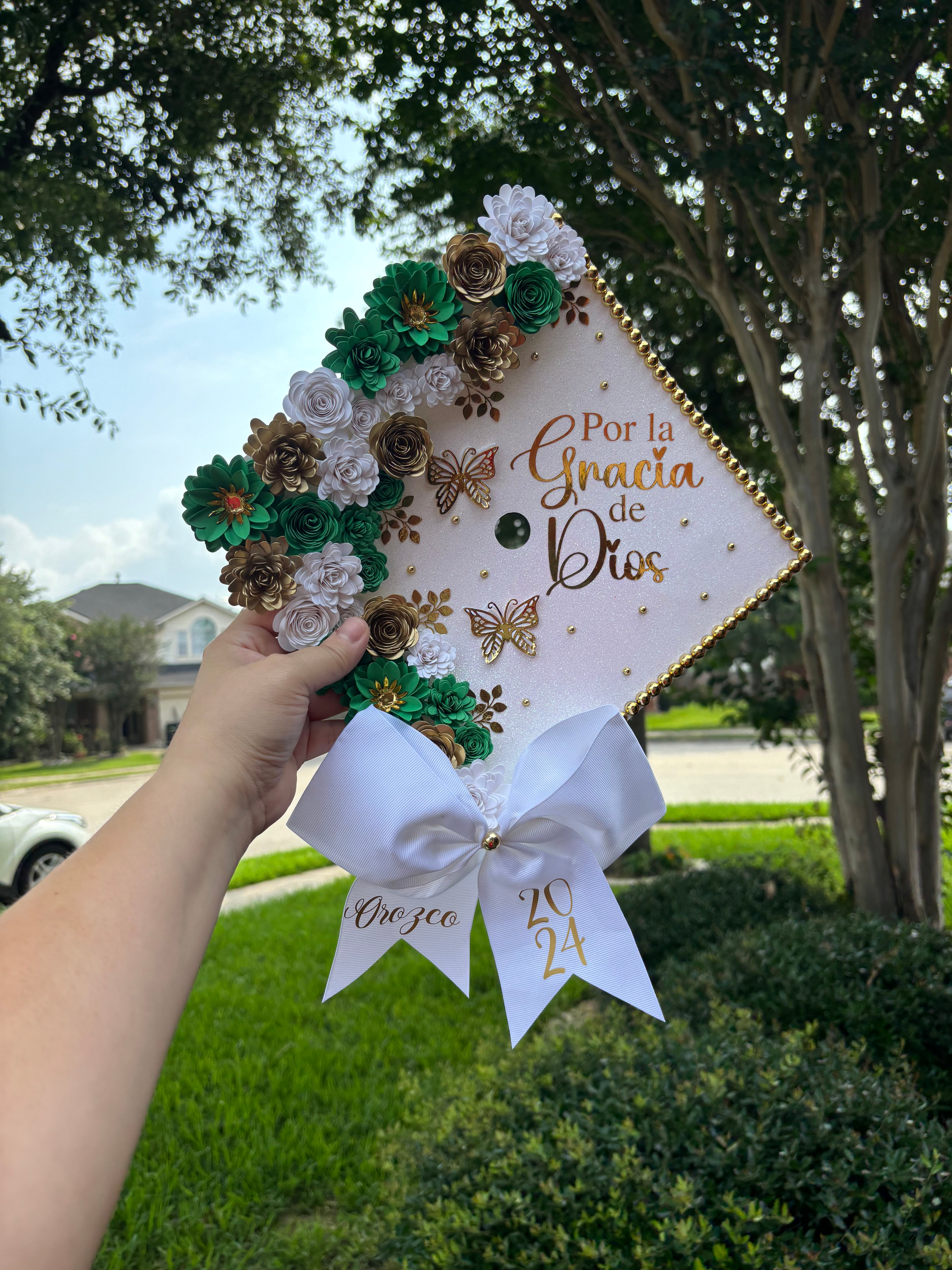 Mastered It Graduation Cap Topper Decoration- with good flowers, border and bow