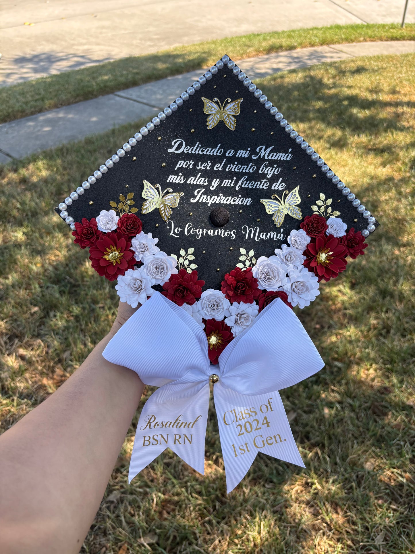 Grad Cap Topper Bottom Flowers