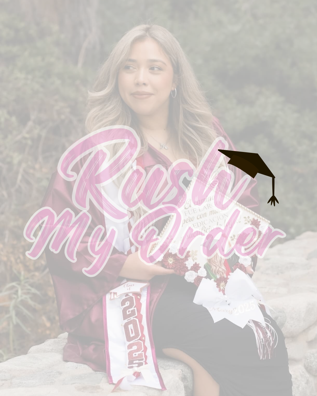 Rush my grad cap topper