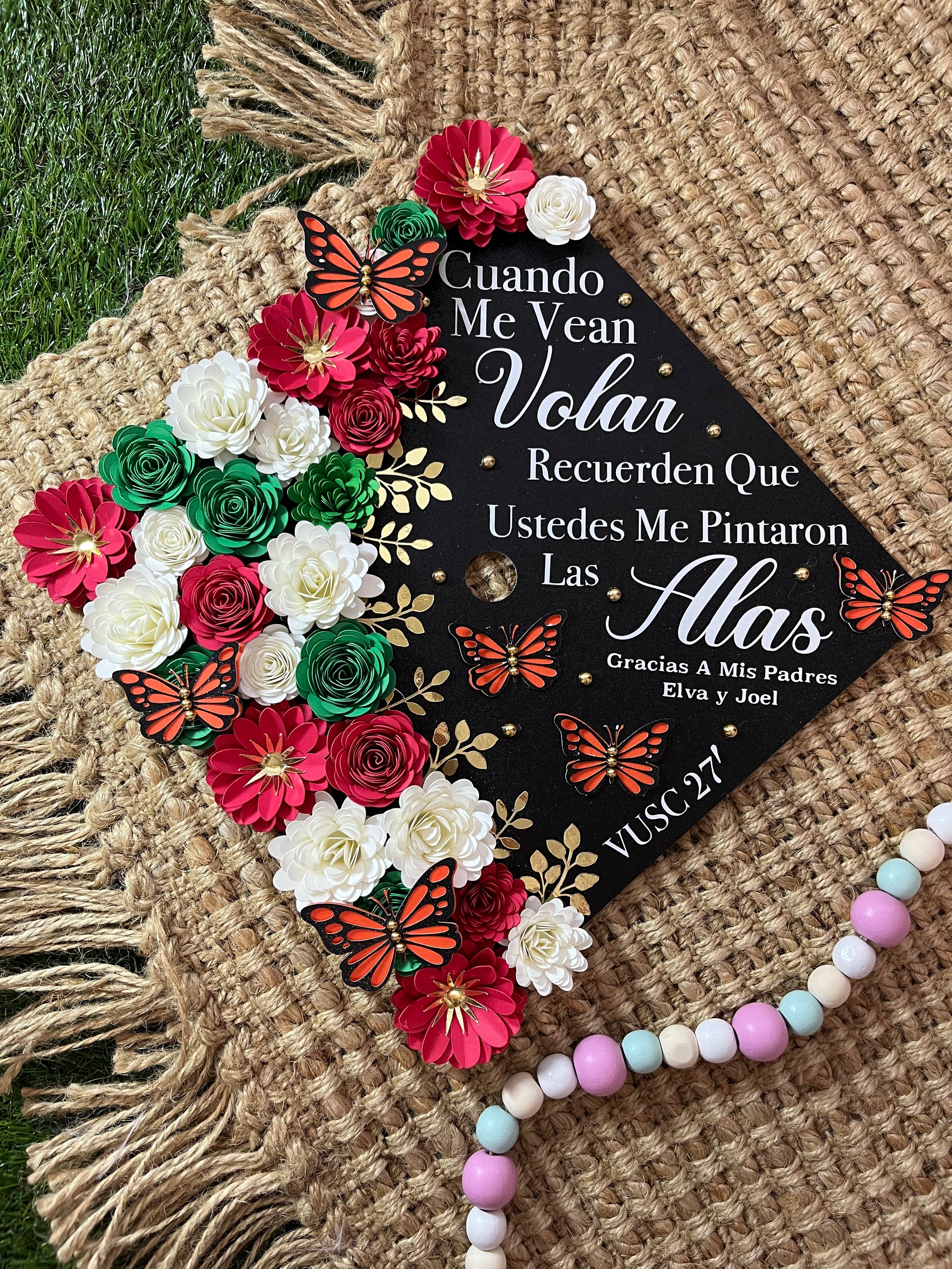 Custom Grad cap topper – Cynthia's paper flowers